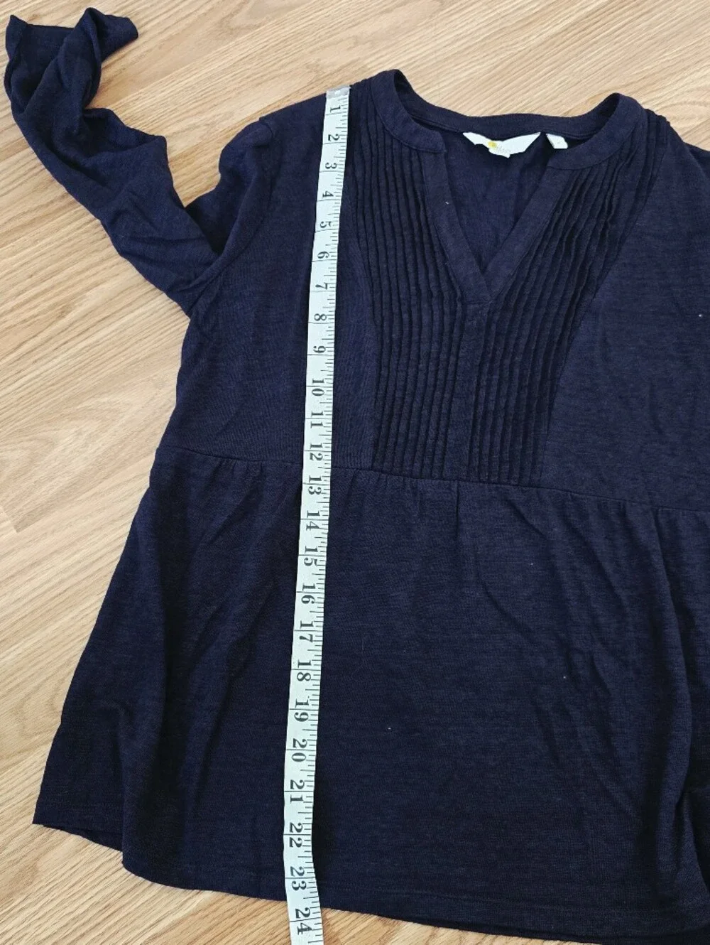 Boden 100% Linen Babydoll Tunic Top Women's Pintuck V-Neck Long Sleeve Size M